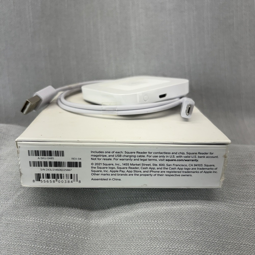 Square Reader Contactless Chip Card Reader White w USB Cable Box A-SKU-0485